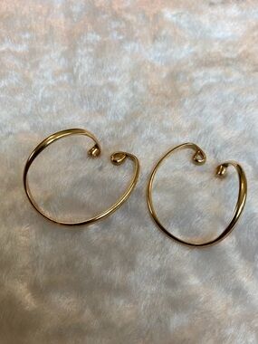🍀14K Gold Open Cuff Hoop Earrings Minimalist Jewelry